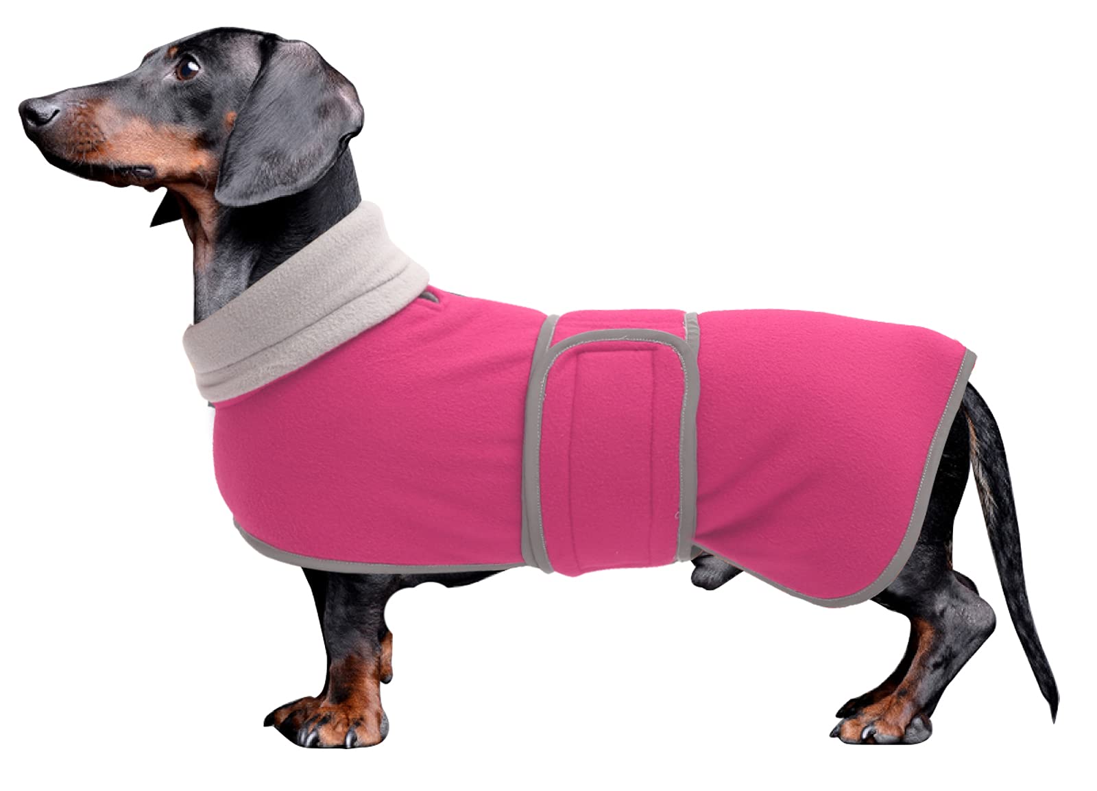 Manteau Morezi pour teckel, polaire rose, confort thermique pour les promenades.