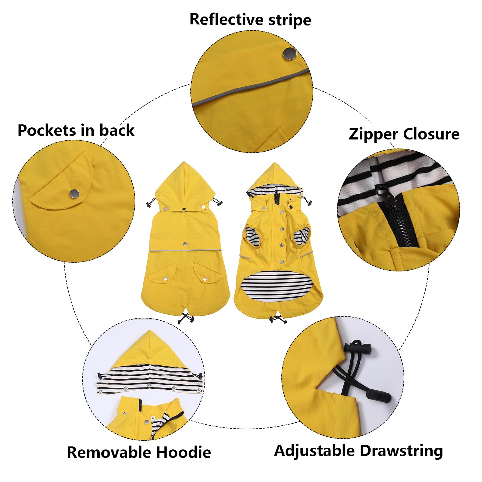 Poches arriere du manteau-chien Morezi offrent rangement pratique.