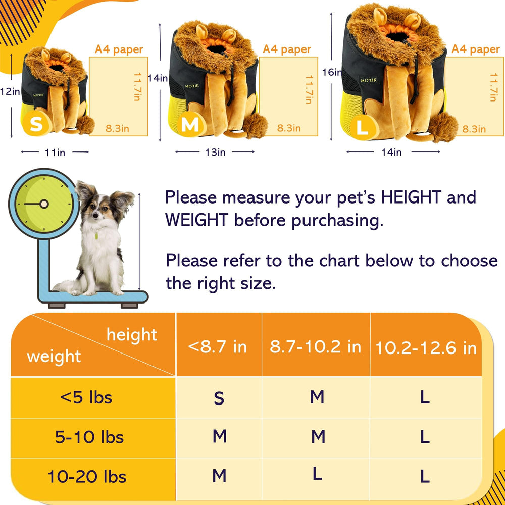 Morik Lion Den bandoulière ajustable s'adapte à différentes tailles d'animaux.
