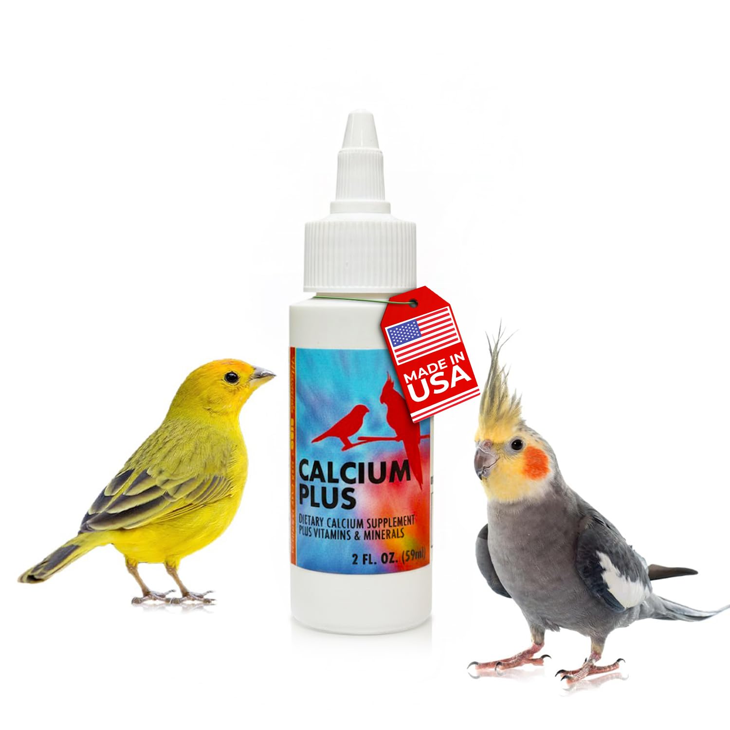 Morning Bird Calcium Plus Liquid – bouteille pratique pour le calcium des oiseaux et la facilité d'utilisation.