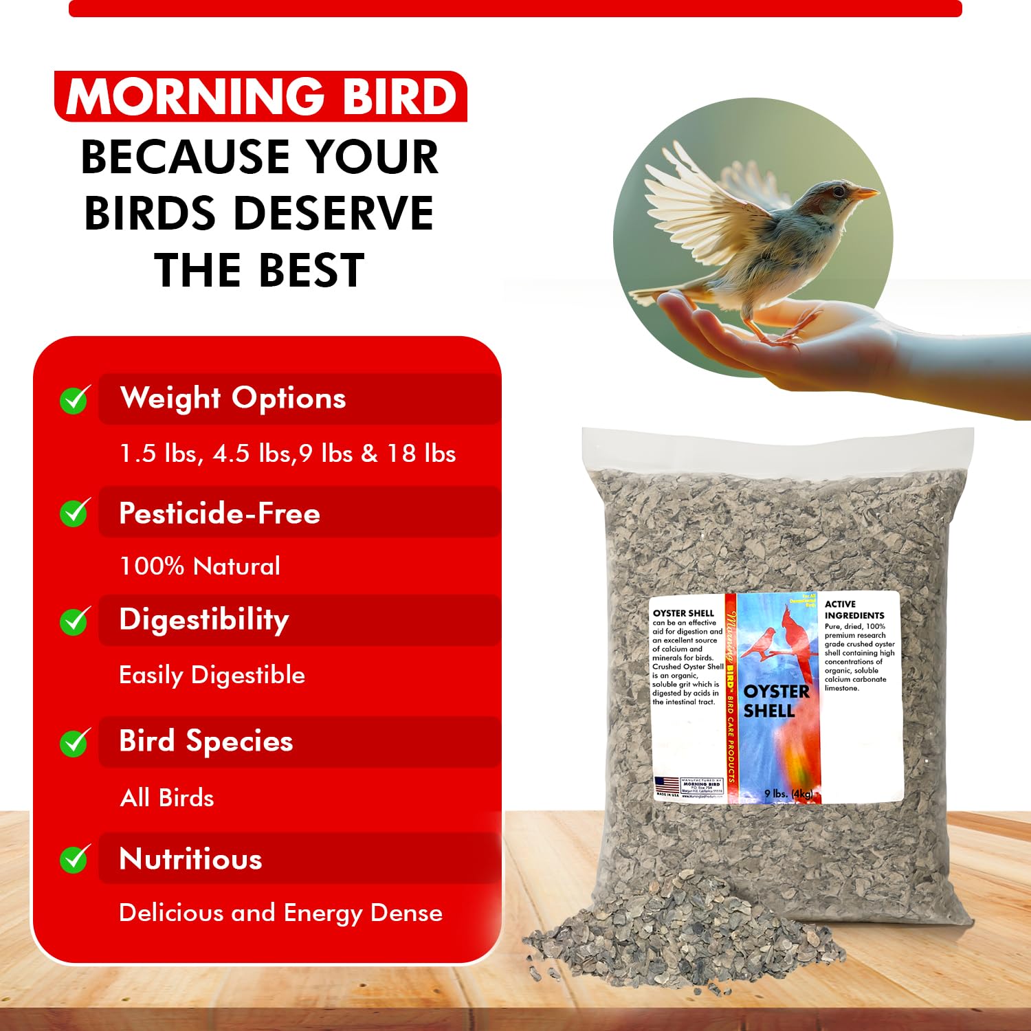Morning Bird Coquille d'Huître approche durable respectueuse de l'environnement.
