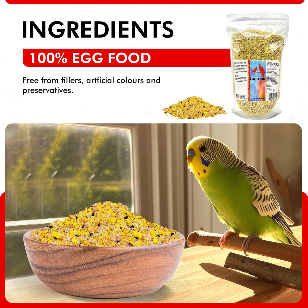 Morning Bird Eggfood ingredients: mélange protéiné et fibres pour le confort digestif.