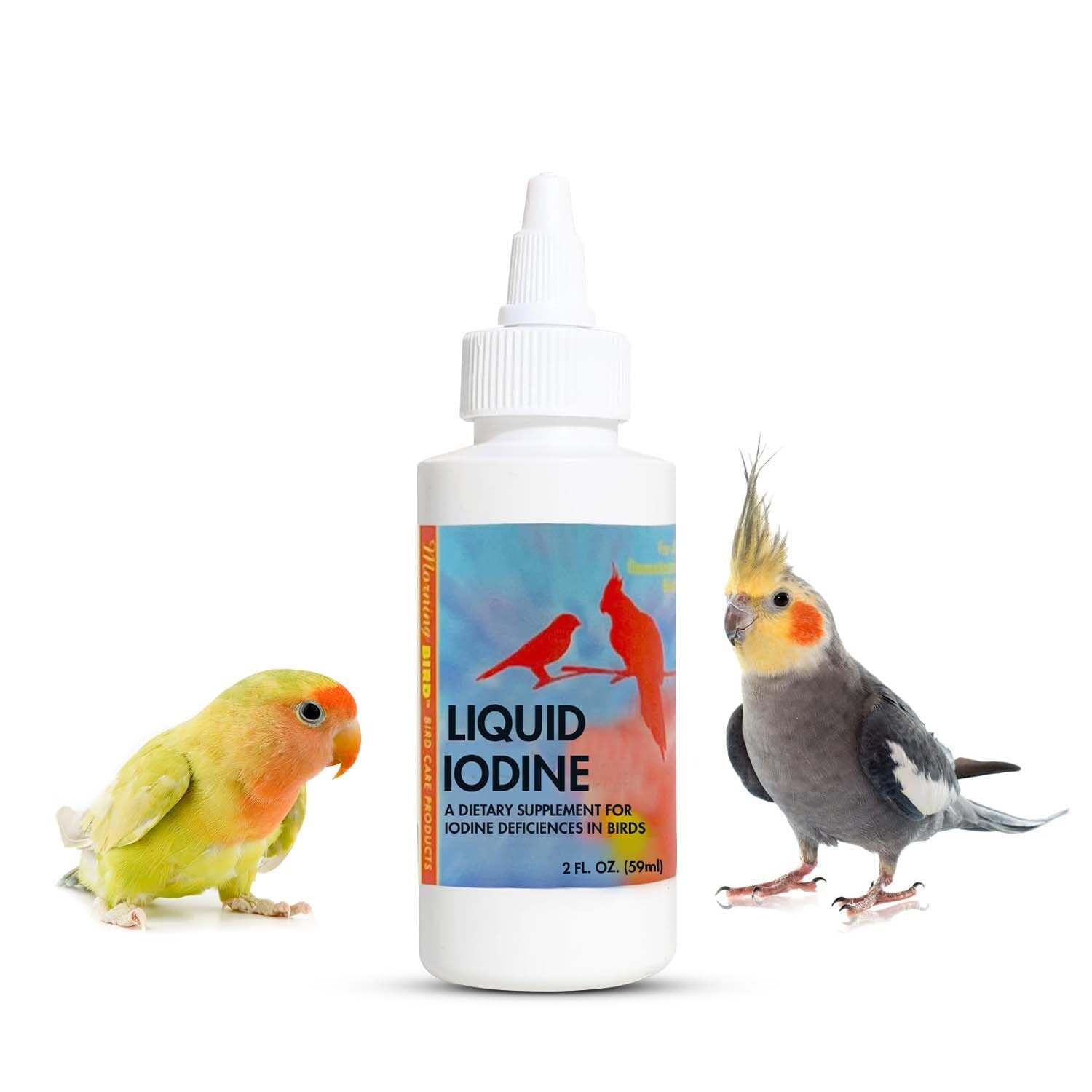 Morning Bird iode liquide, bouteille 2onces, soutien potentiel au plumage.