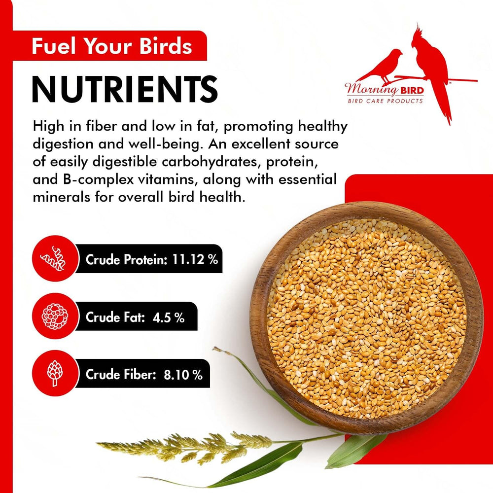 Morning Bird Millet doré doseur intégré, mesure précise pour ration quotidienne.