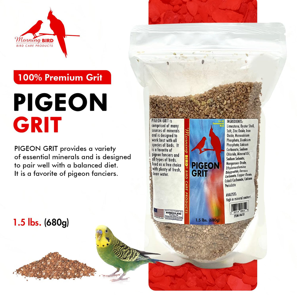 Morning Bird Pigeon Grit, sac refermable, conserve la fraîcheur.