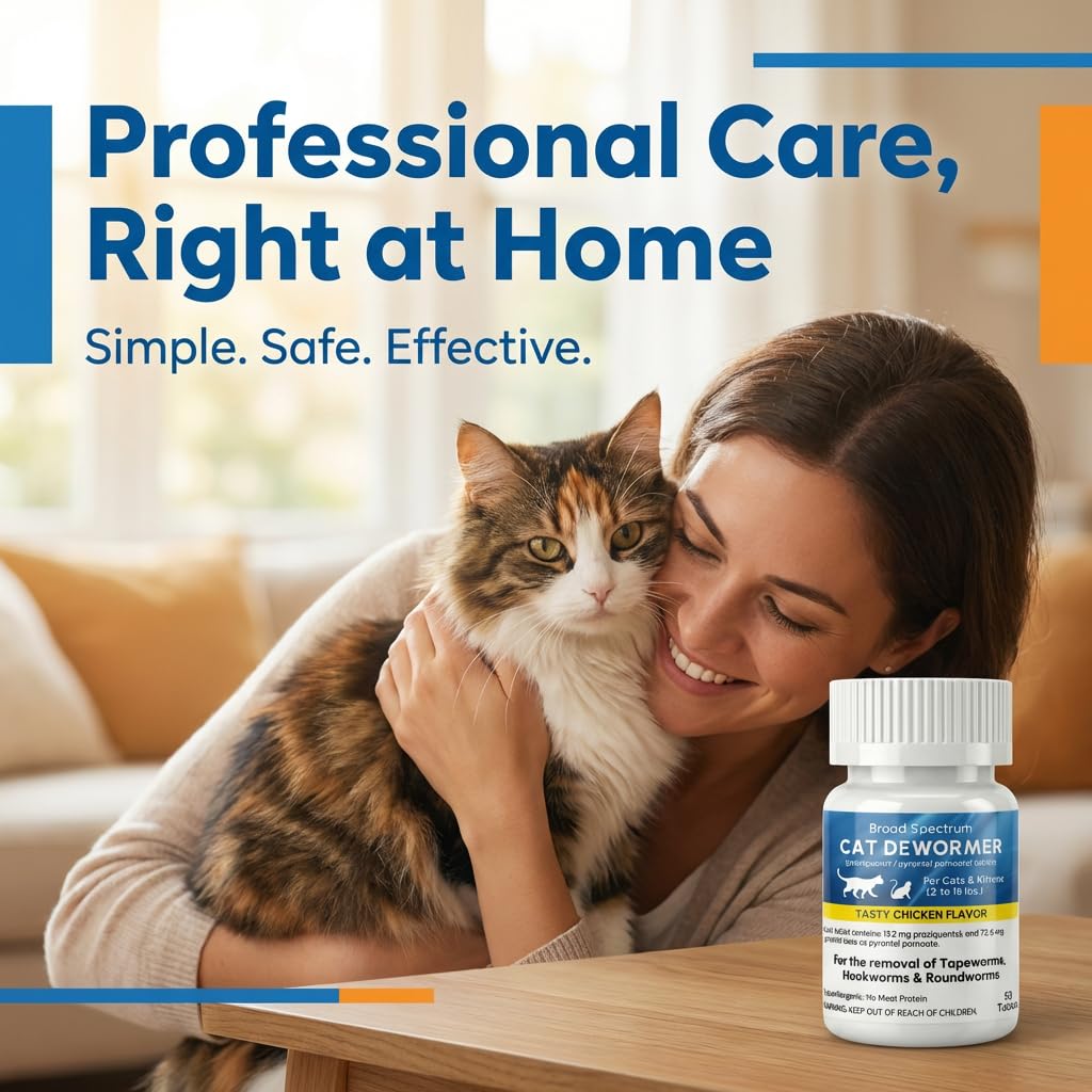 Chat adulte Morvequa, vermifuge 3-en-1 efficace.