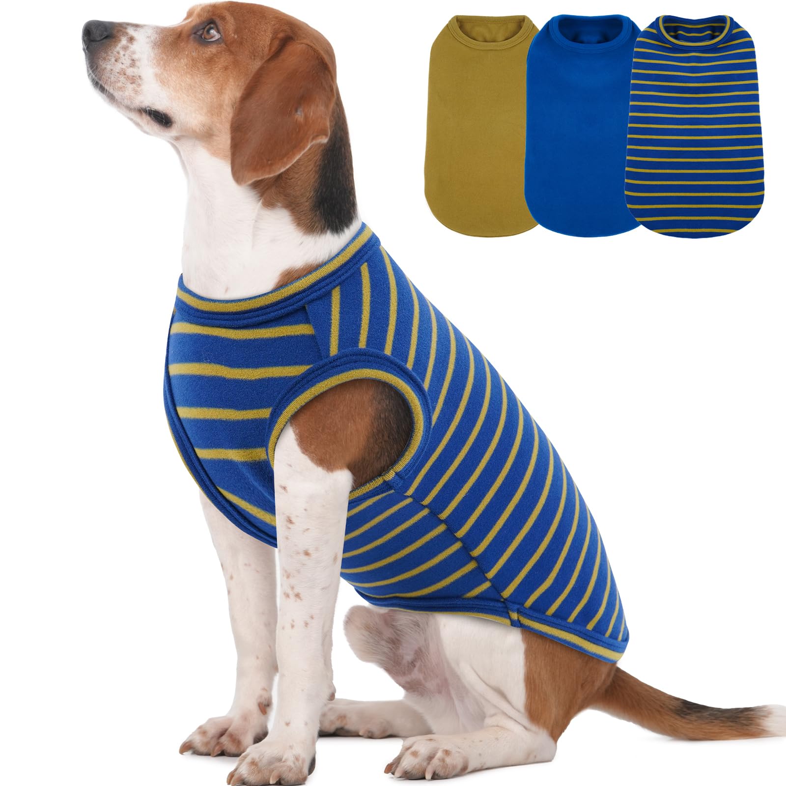 MORVIGIVE trio de pulls pour chiens moyens bleu rayures prêt pour l'hiver