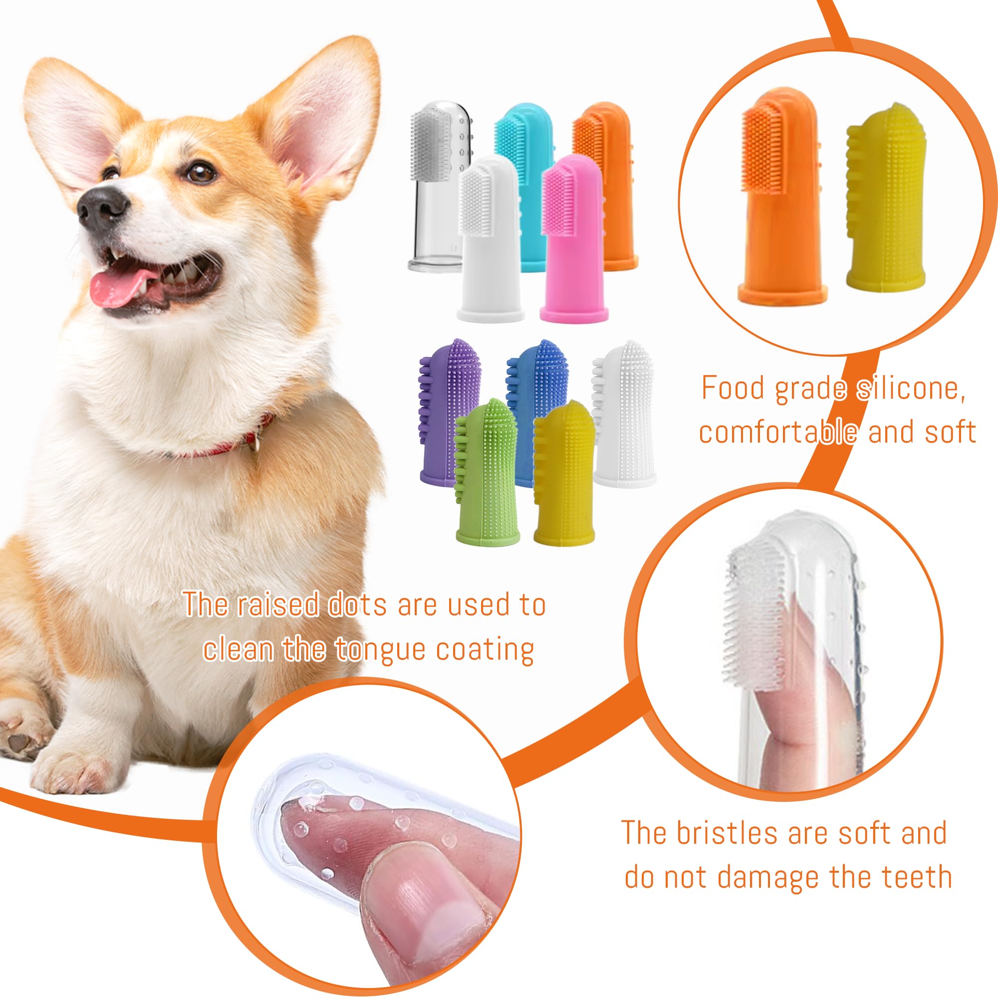 Brosse-doigt Mosioverdavian pour chat, design1, douceur en brossage.