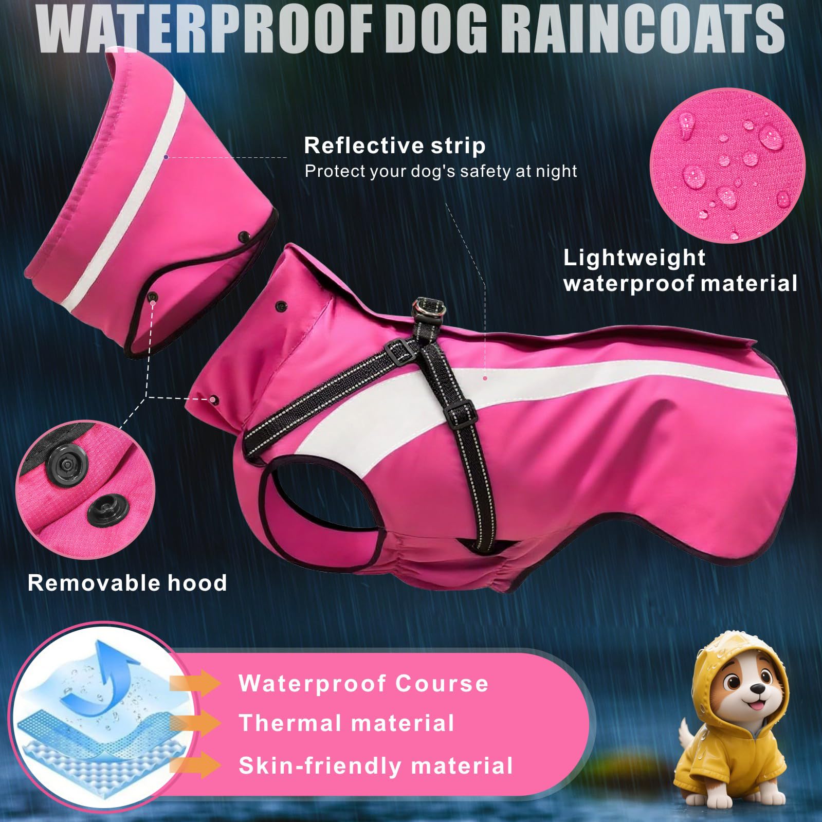 Mosucoirl imperméable chien fermeture-dos: enfilage rapide grâce à la fermeture dorsale