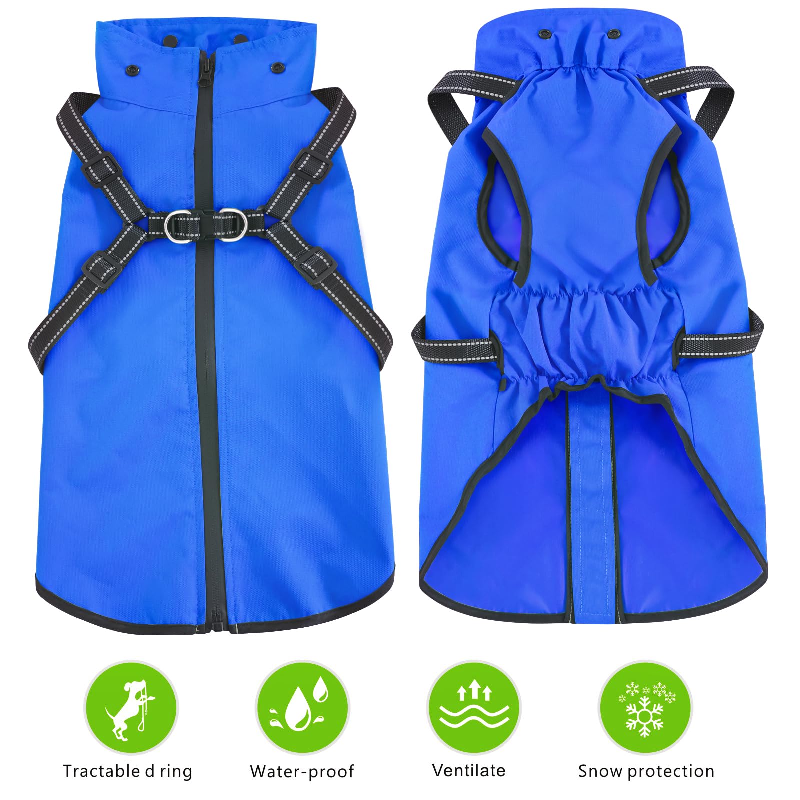 Mosucoirl manteau chien fermeture-eclair dos enfiler rapidement