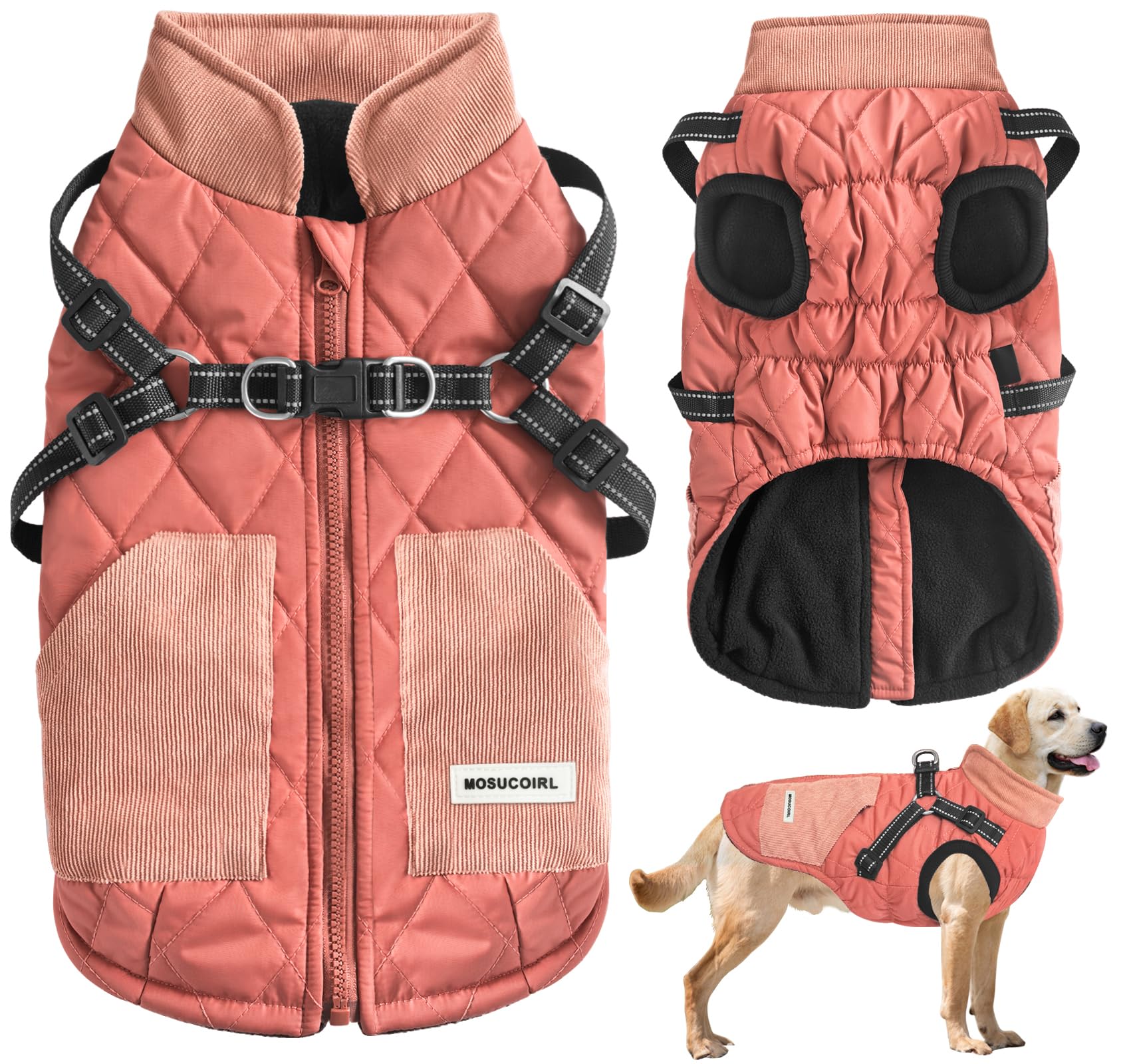 Mosucoirl manteau chien hiver imperméable et réfléchissant, protège du froid et des intempéries.
