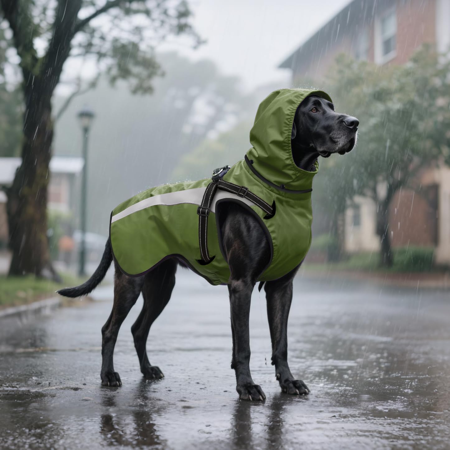 Mosucoirl manteau chien vert confort léger, idéal pour les promenades quotidiennes.