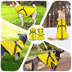 Mosucoirl manteau-pluie chien réglable réfléchissant jaune pour un ajustement sûr.