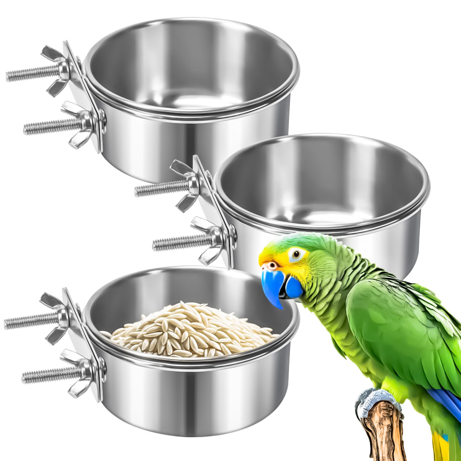 MotBach bol-nourriture-oiseau-inox: bol durable pour nourriture d'oiseaux