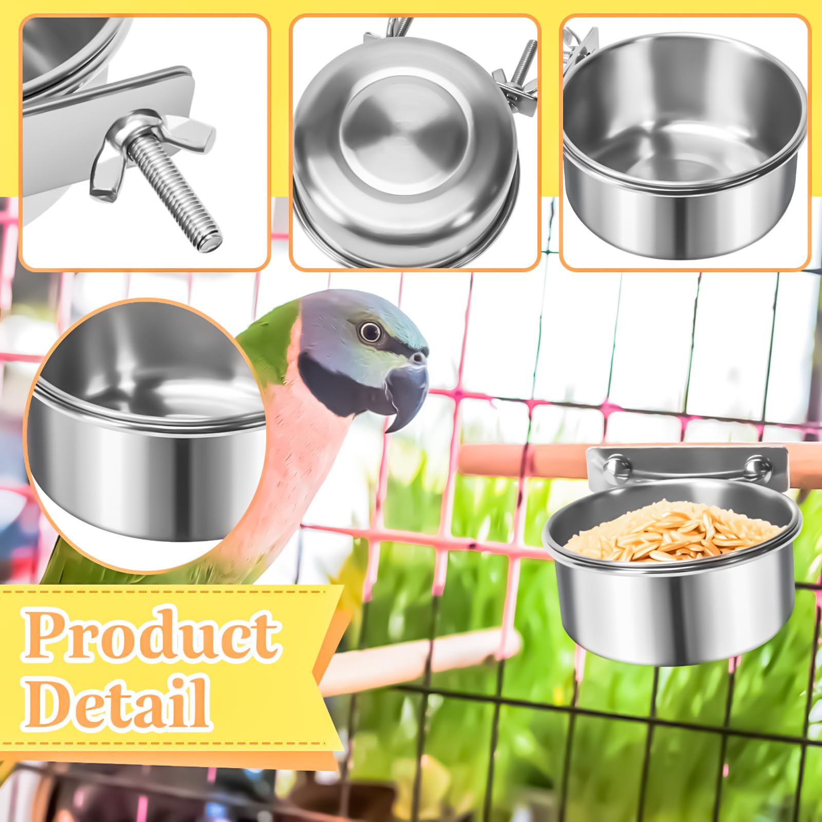 MotBach bols-nourriture-oiseau-ensemble-triple: ensemble pratique pour varier les repas