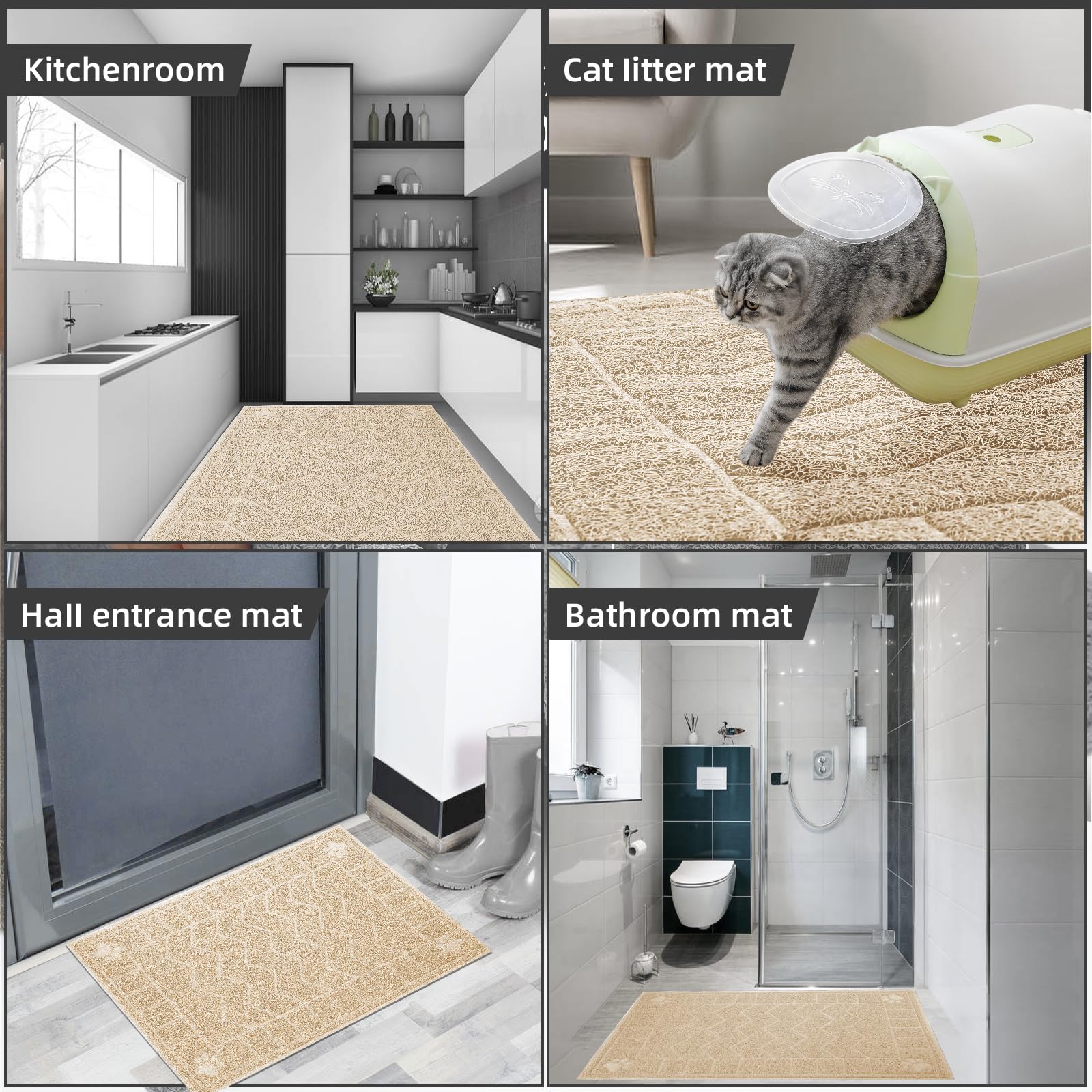 Nettoyage rapide du tapis Litière Motsamla pour un rendu propret.