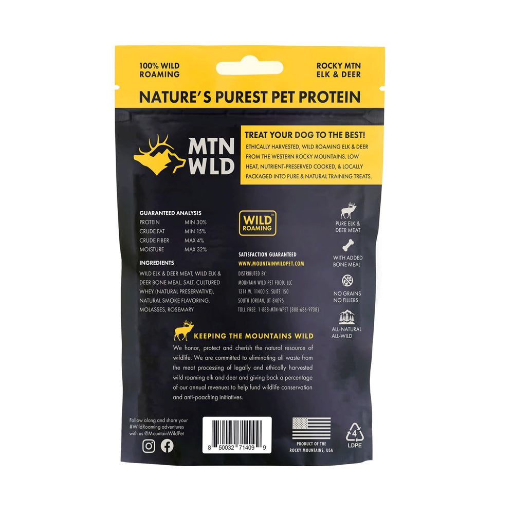 Sachet Mountain Wild présentant le choix naturel pour récompenser les chiens lors des séances.
