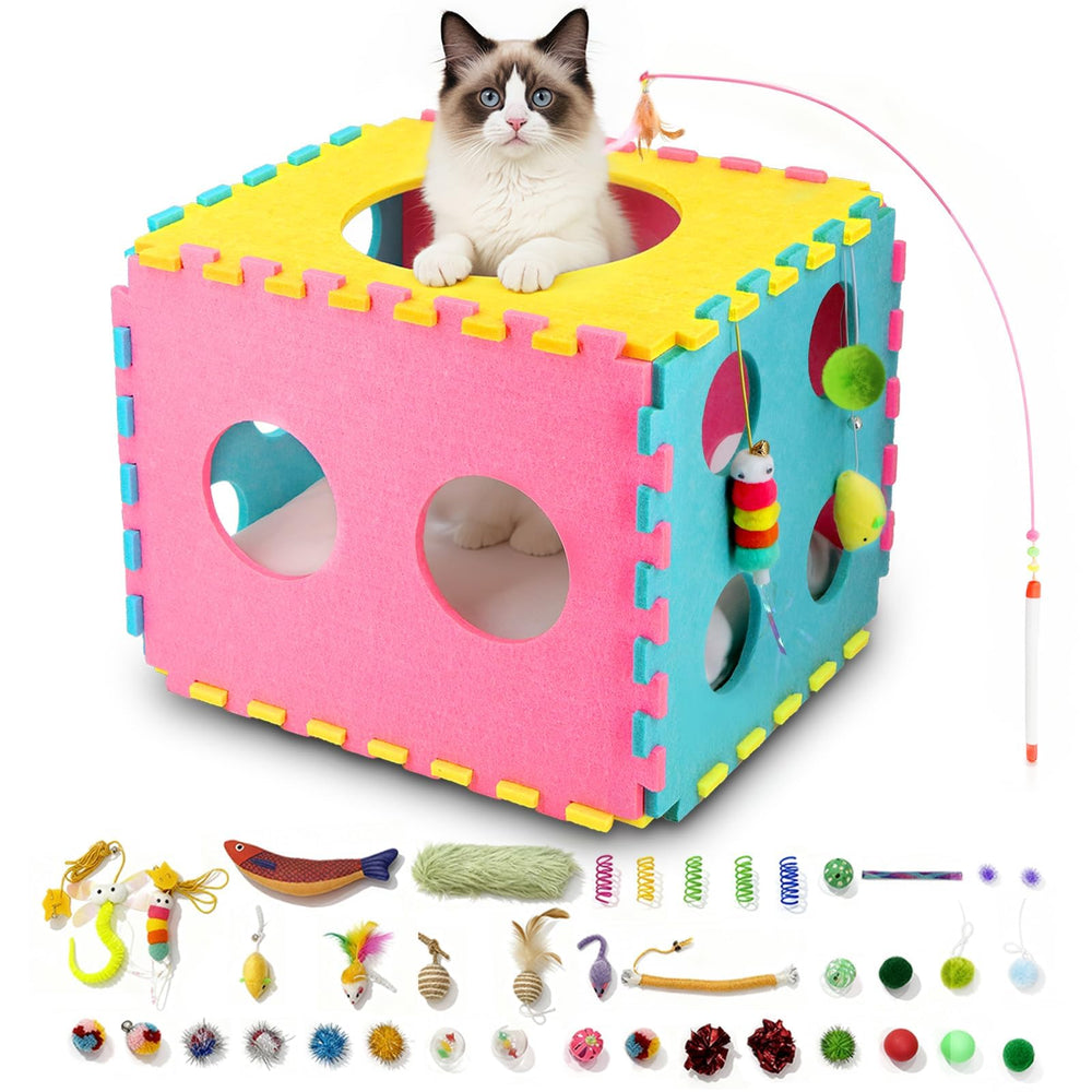 MOYMO maison des dés chat intérieur, cachette ludique qui stimule l'imagination du chat.