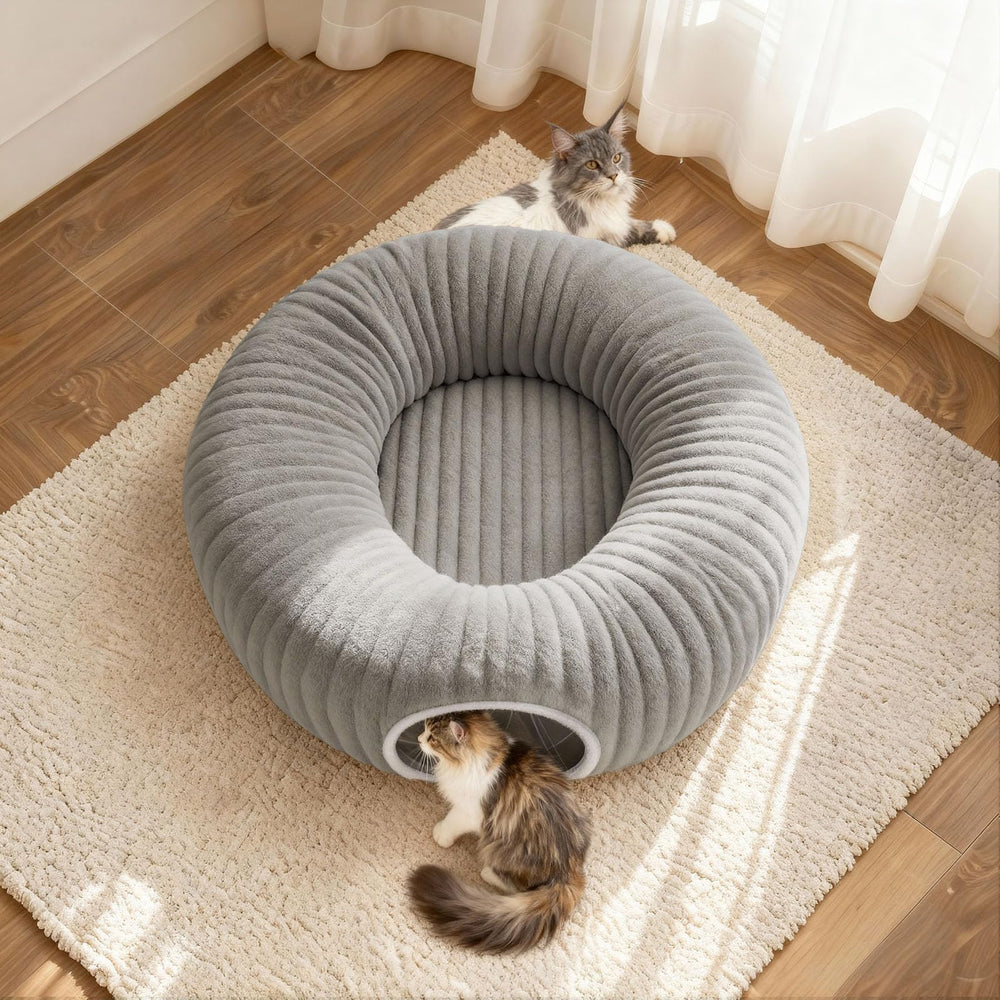 MOYMO tunnel chat balles pendantes gris, stimulation et amusement.