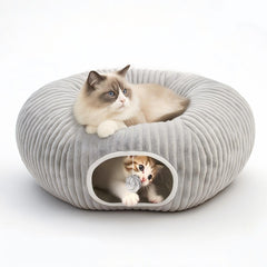 MOYMO tunnel chat cachette gris, espace ludique sûr pour votre chat.