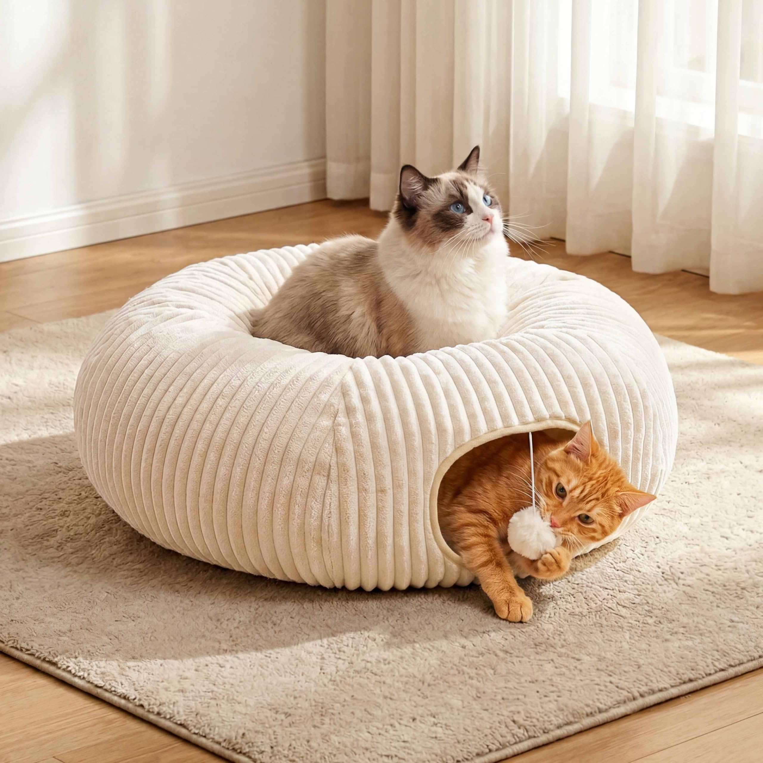 MOYMO tunnel-chat donut-confort nid rembourré pour repos moelleux