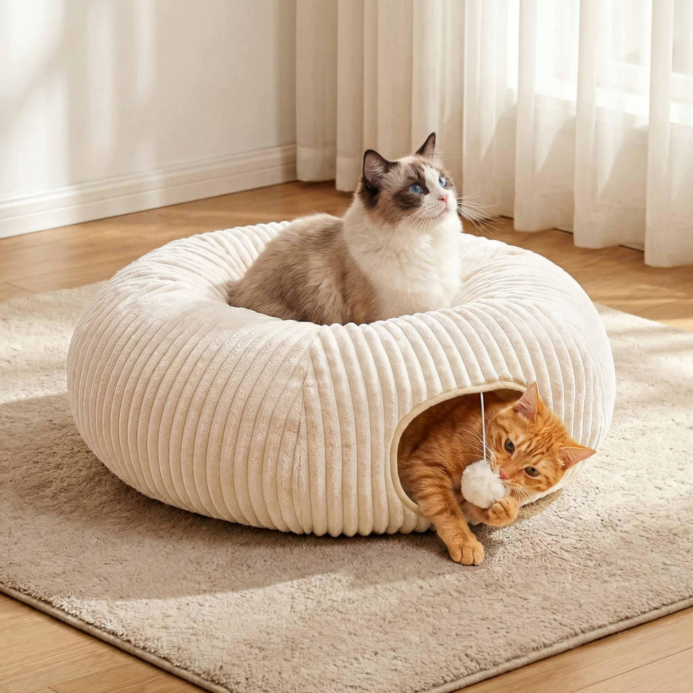 MOYMO tunnel-chat donut-confort nid rembourré pour repos moelleux