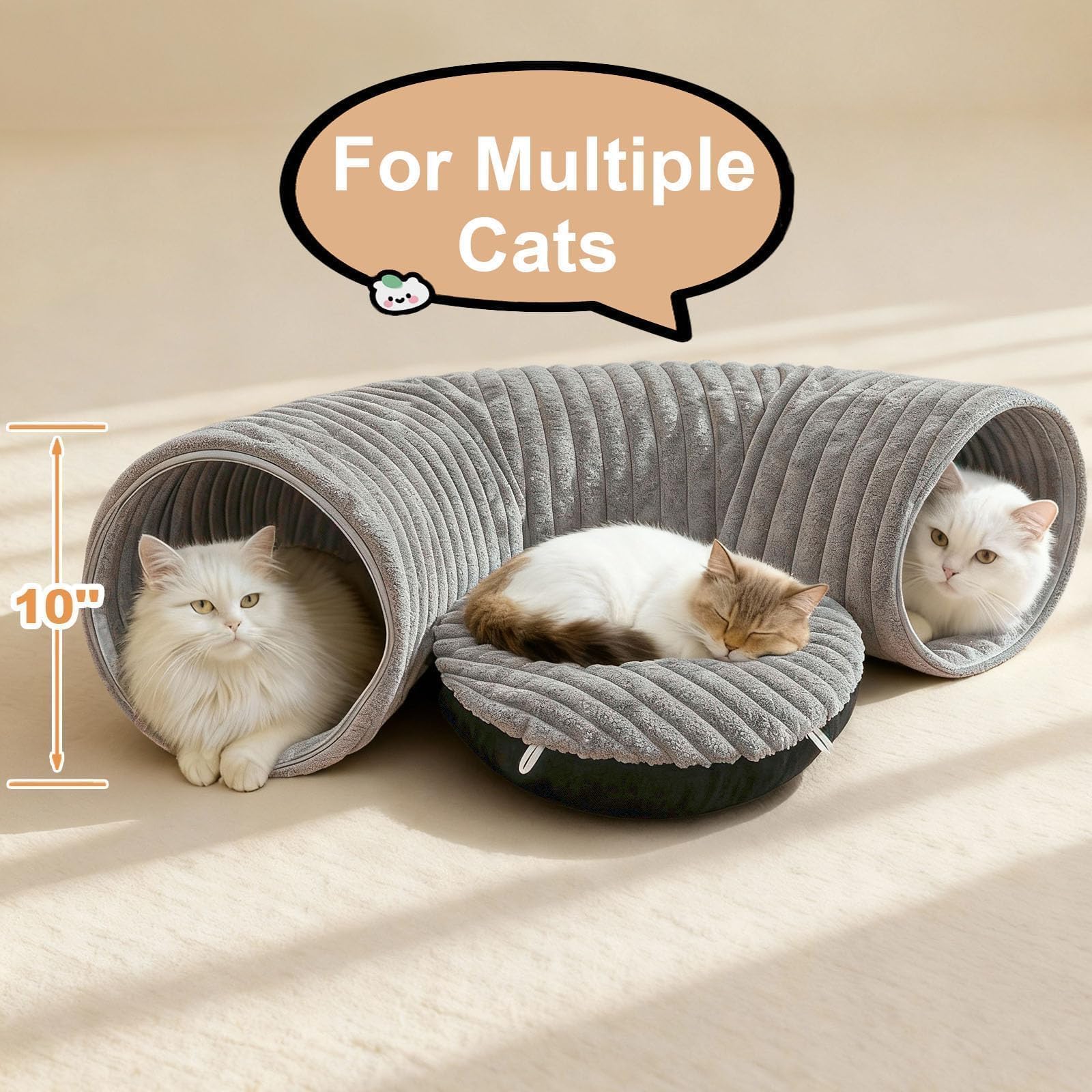 MOYMO tunnel donut doux gris, confort moelleux pour le repos.
