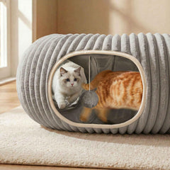 MOYMO tunnel chat porte ronde gris, accessoire compact pour jeux quotidiens.