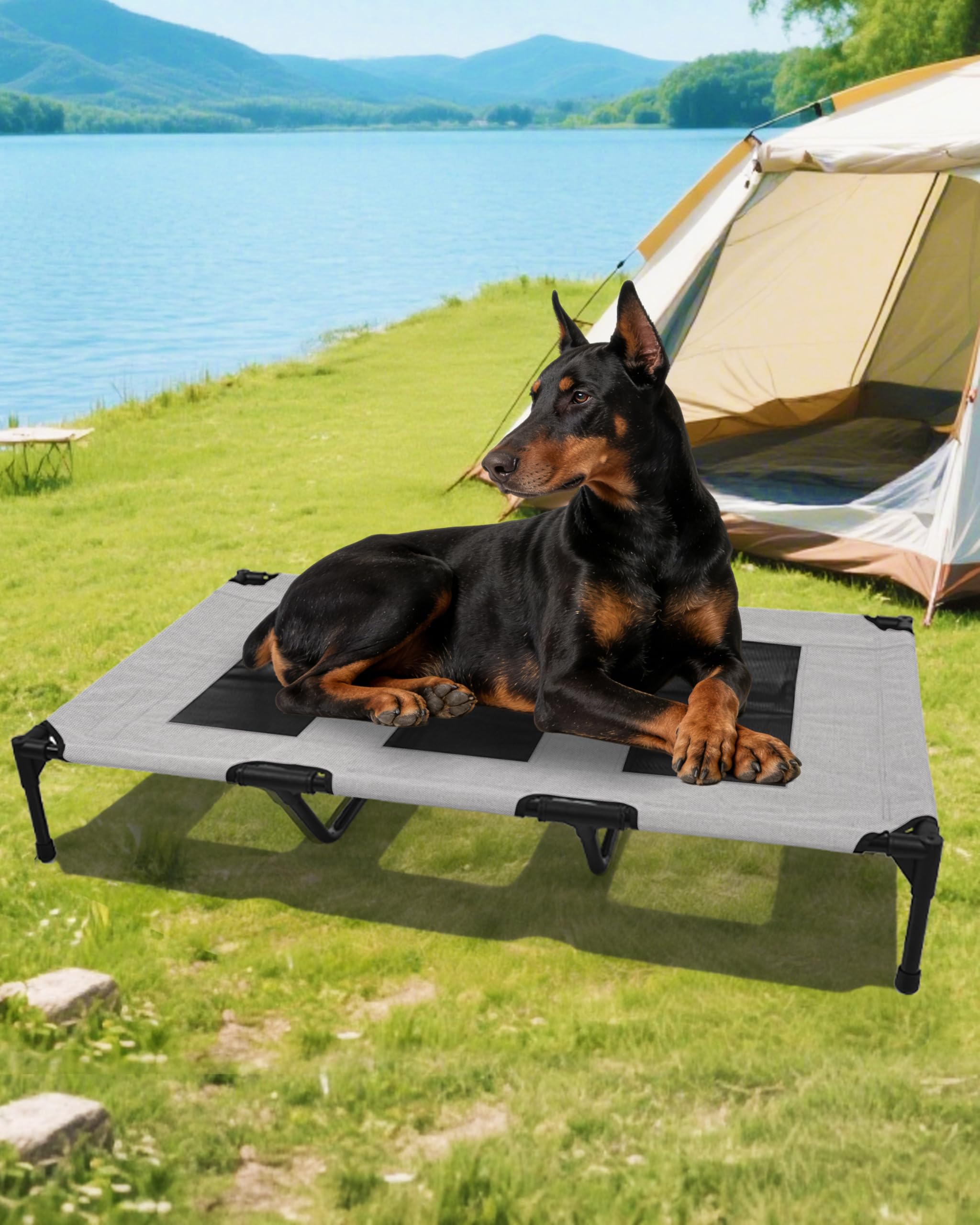 Moysoon lit pour chien avec cadre en acier renforcé offrant stabilité.