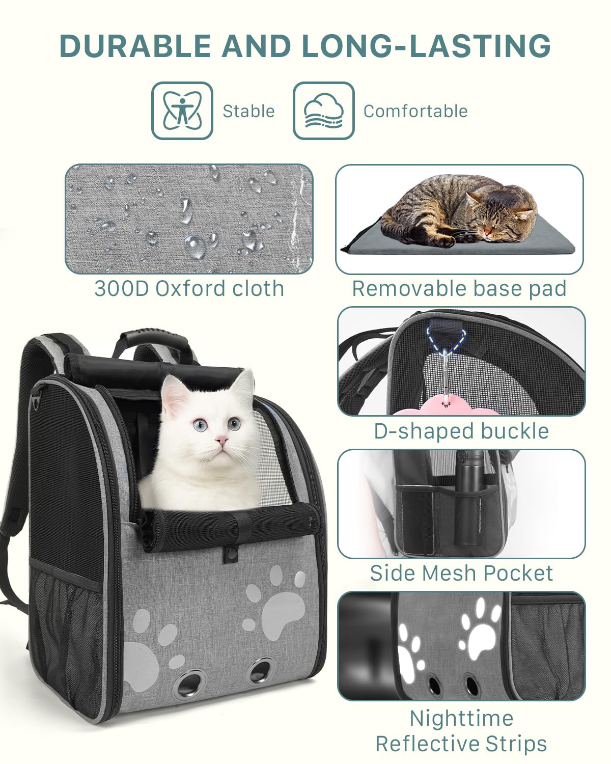 Moysoon sac-a-dos-chat bretelles reglables pour ajustement parfait