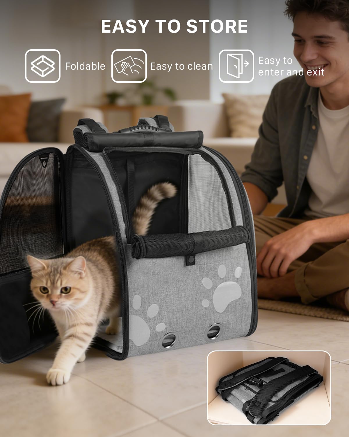 Moysoon sac-a-dos-chat capacite 15-lbs ideale chats moyens