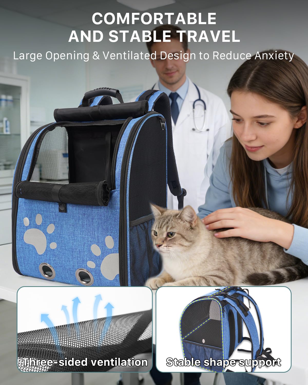 Moysoon sac à dos chat laisse intégrée pour prévenir les évasions.