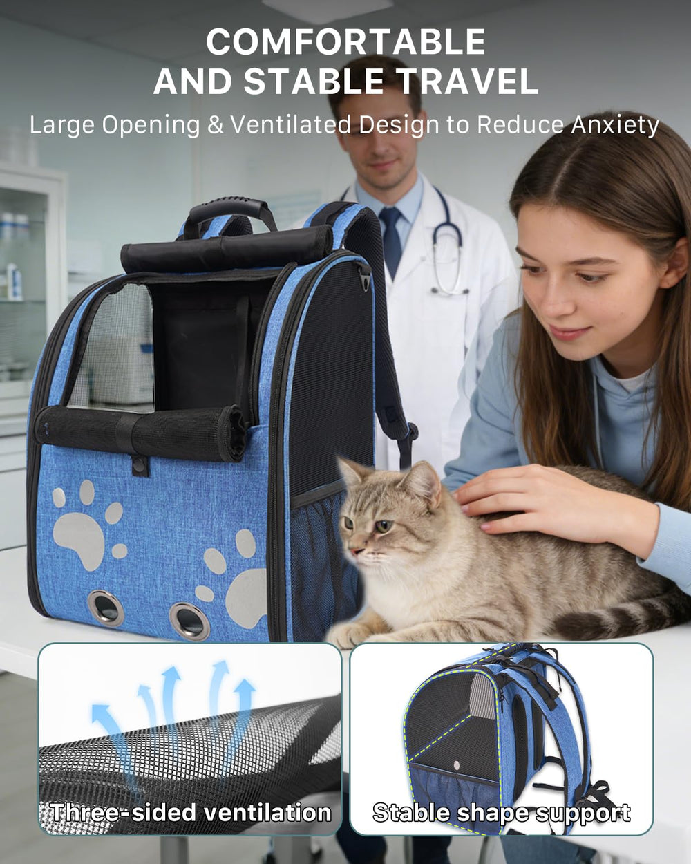 Moysoon sac à dos chat laisse intégrée pour prévenir les évasions.