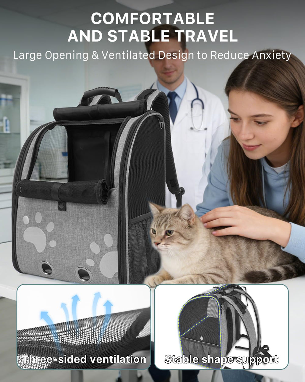 Moysoon sac-a-dos-chat maillage anti-griffures durable