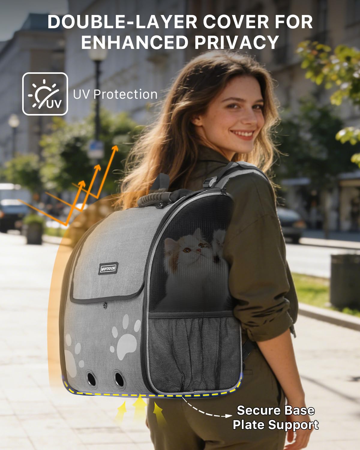 Moysoon sac-a-dos-chat poches cote pour petits objets