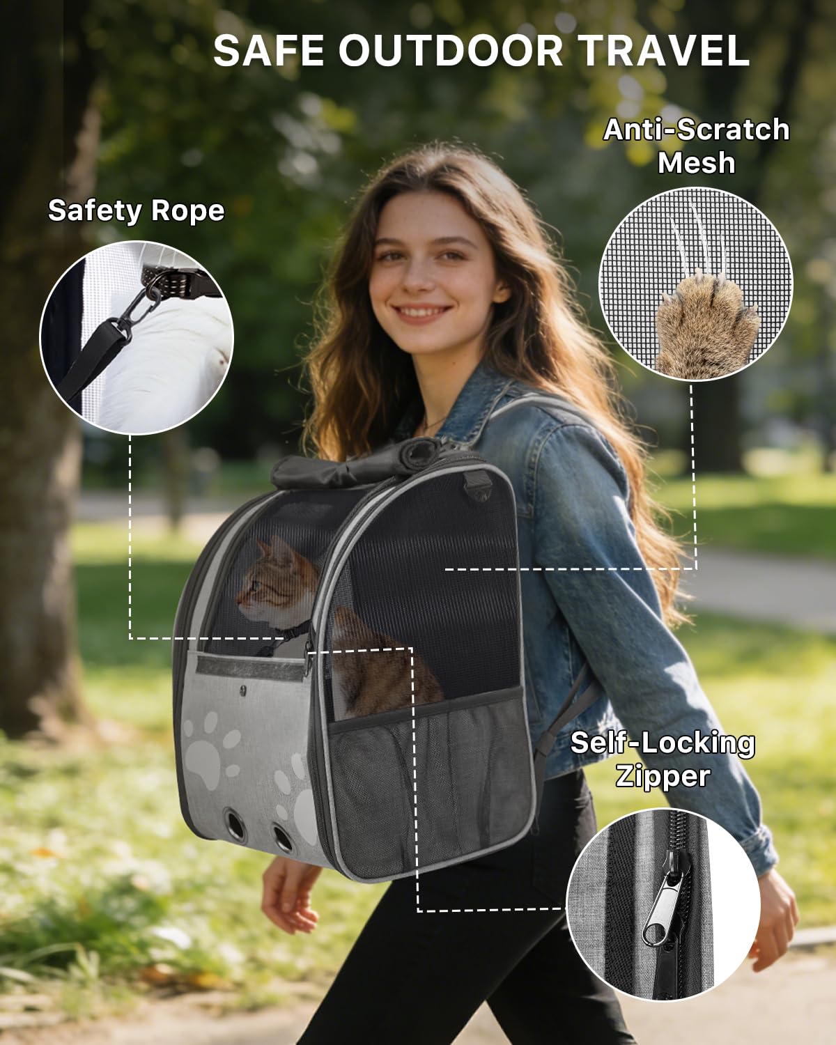 Moysoon sac-a-dos-chat reflecteurs pour securite nocturne