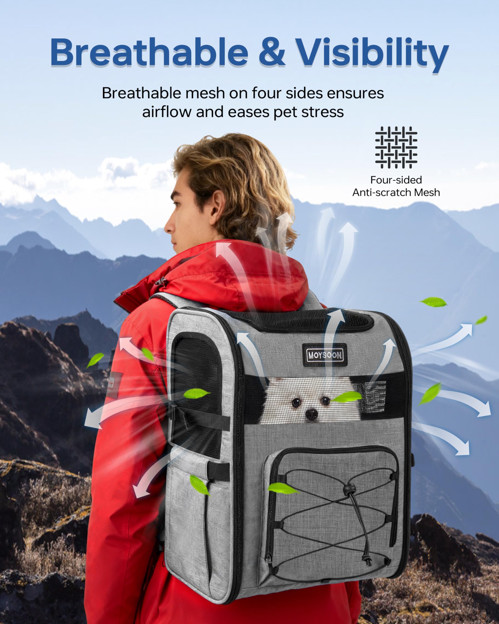 Moysoon sac dos chien randonnee dors rembourré—confort et soutien dorsal pendant les trajets.