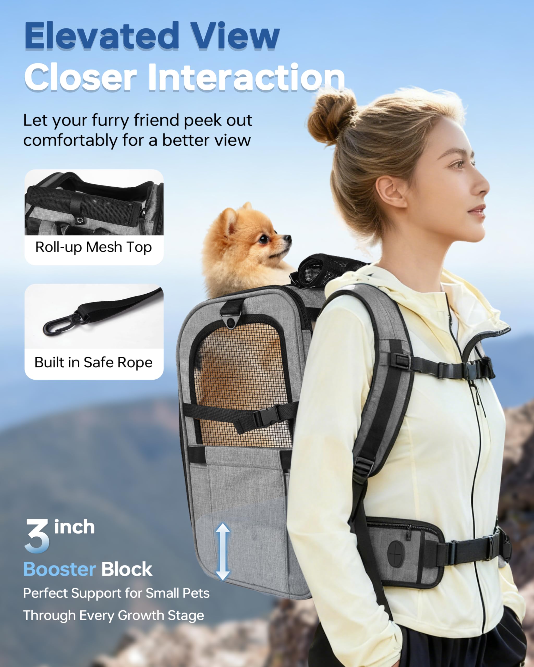 Moysoon sac dos chien randonnee haut—ouverture supérieure pratique pour surveiller votre compagnon.