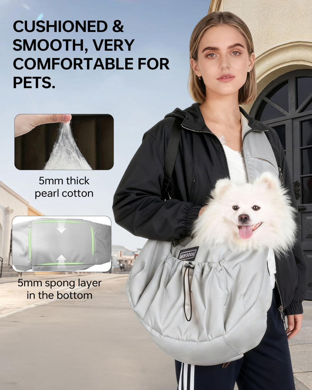 Moysoon sac-portage chien nain poche extensible pour friandises et accessoires.