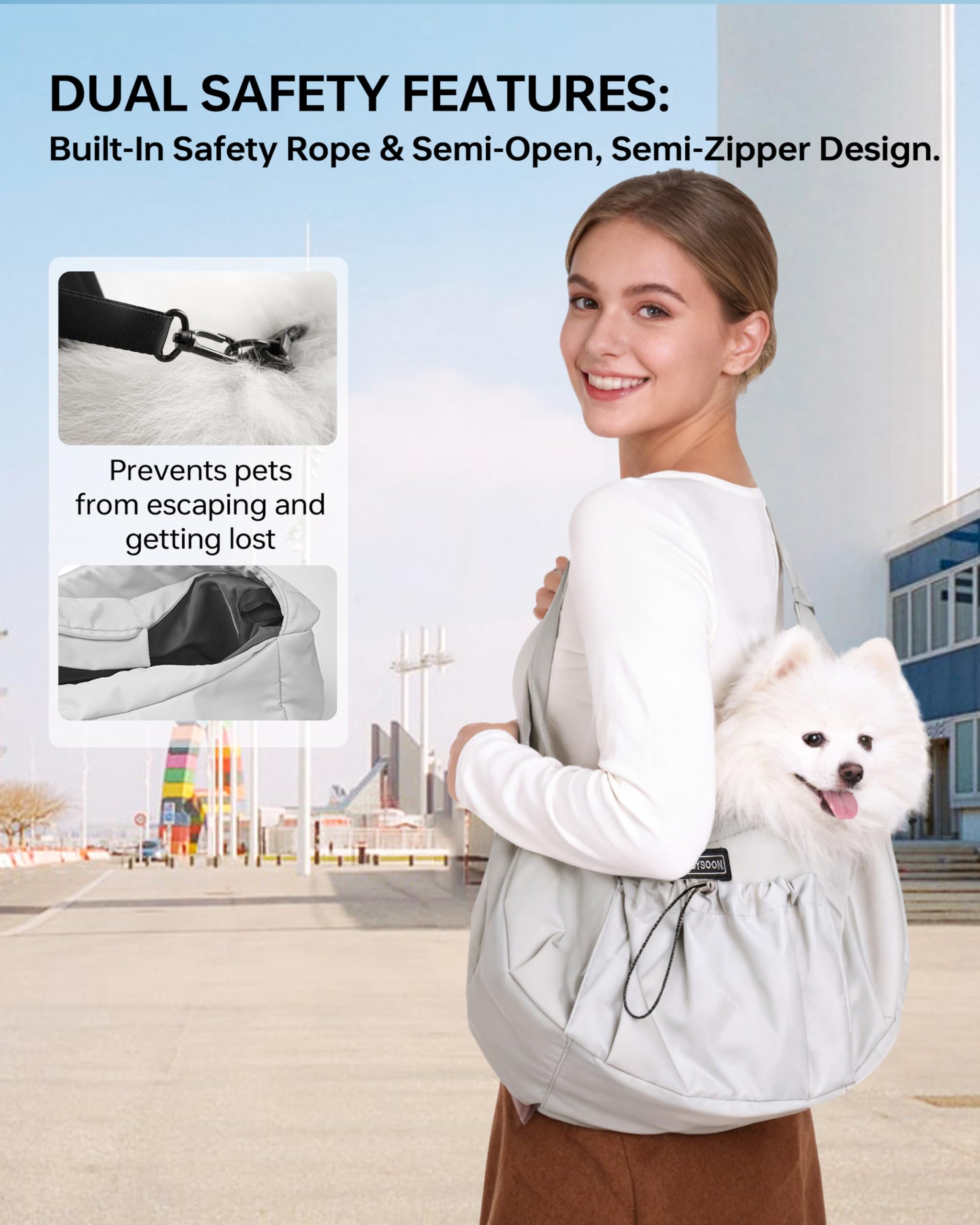 Moysoon sac-portage chien nain tissu imperméable et durable pour conditions météo changeantes.