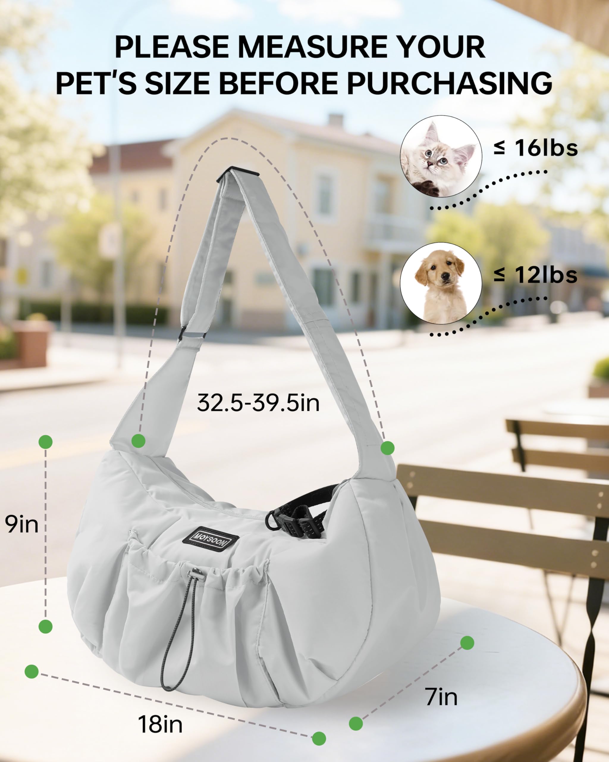 Moysoon sac-portage chien nain utilisation quotidienne idéale pour promenade urbaine ou rurale.