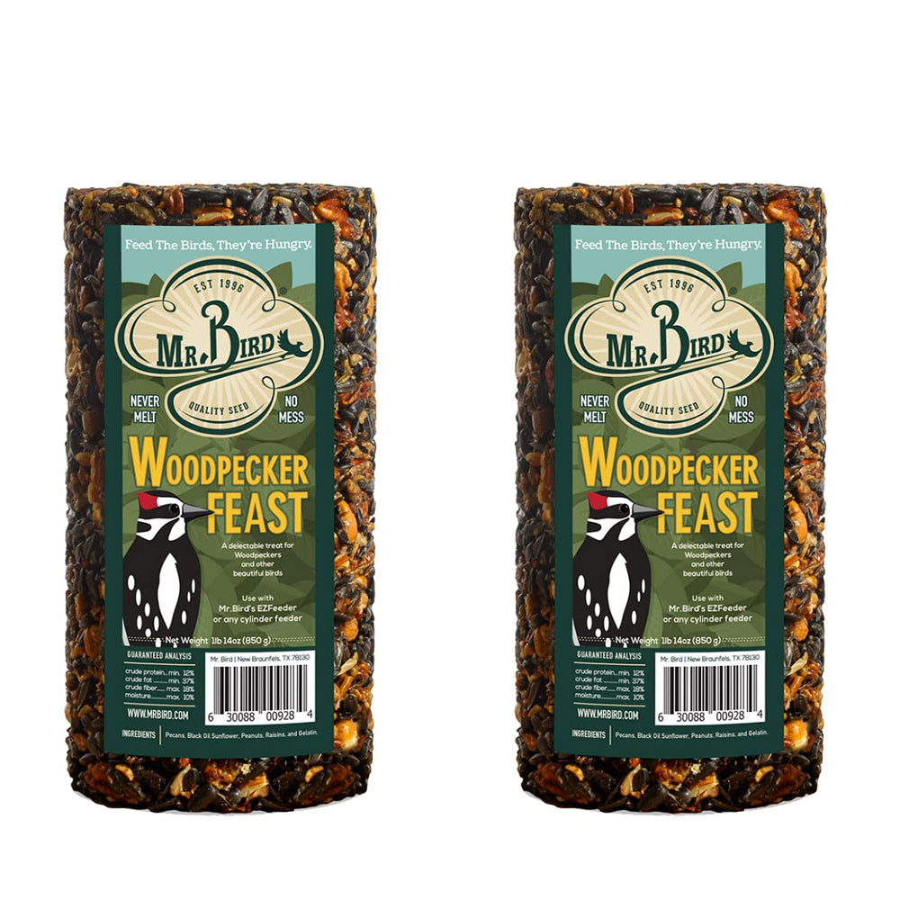 Mr. Bird Woodpecker Feast ingrédients: pecans et raisins, attire les oiseaux.