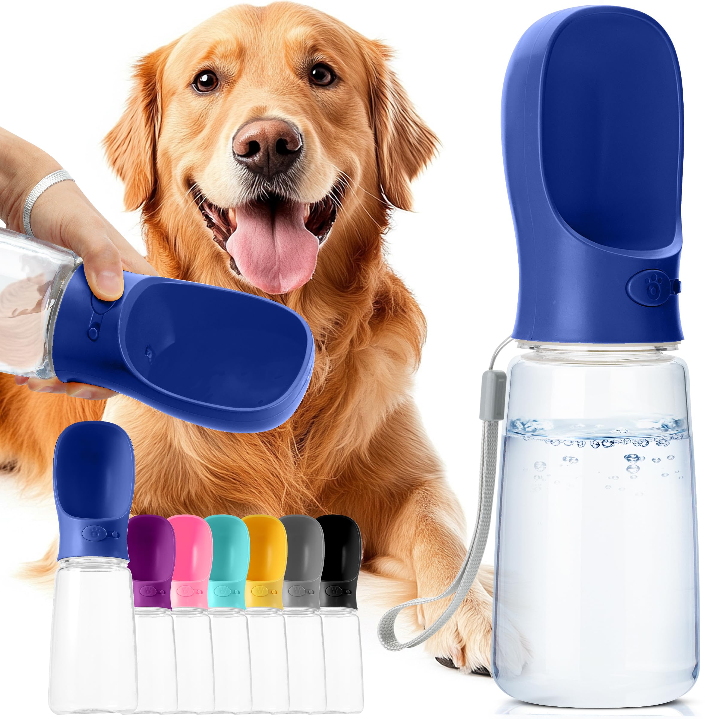 Mr Pen Bouteille eau chien portable 19oz bleu marine, idéale en promenade.