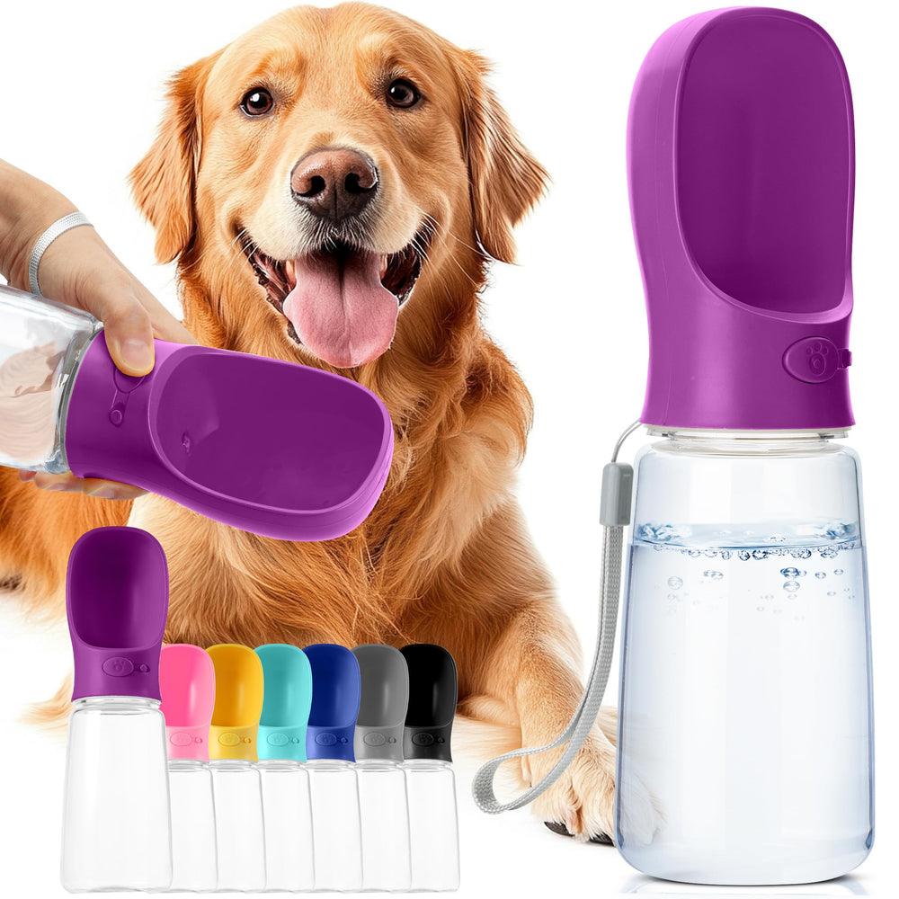 Mr. Pen Bouteille d’eau pour chien portable – corps violet, démonstration en extérieure et hydratation