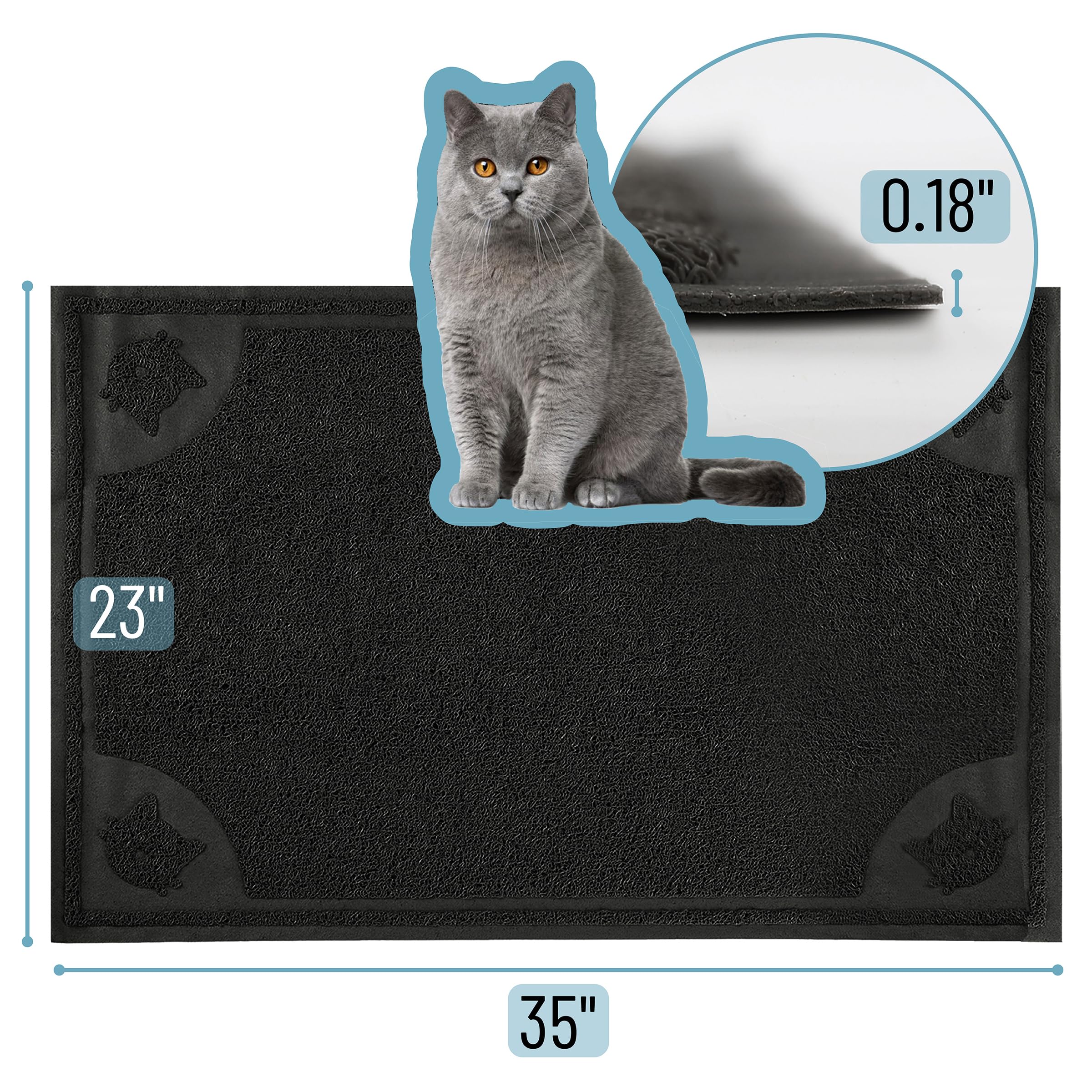 Mr. Pen tapis litière grand noir anti-dérapant pour stabilité.