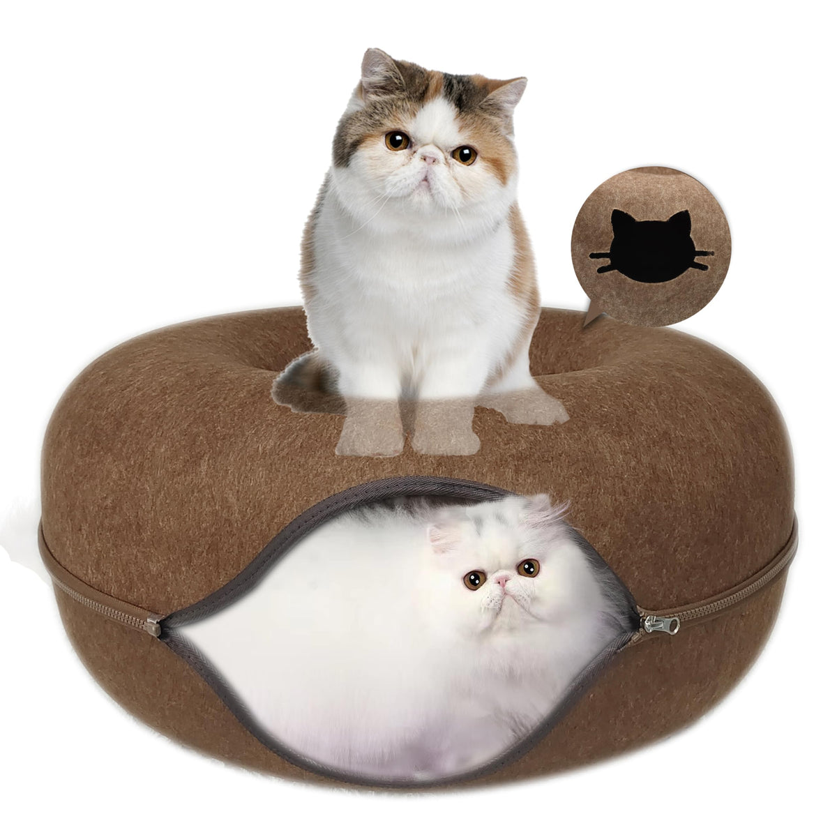 Mrocioa Donut Chat Tunnel Nid Ouverture Double: accès facile et coin douillet pour chats.