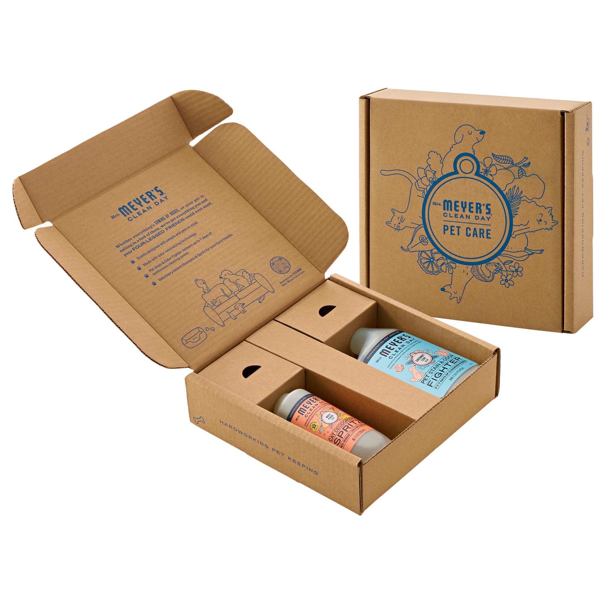 Mrs. MEYER'S vaporisateur déodorisant pour chat rafraîchit le pelage.