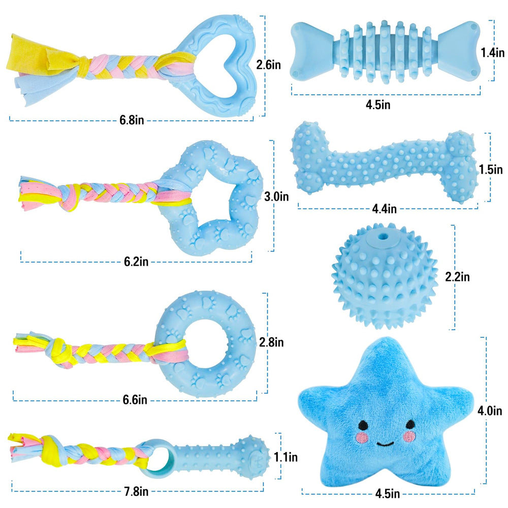 Jouet caoutchouc corde coton MRSOHRET pour chiot bleu, durable et parfait pour jouer et mastiquer.