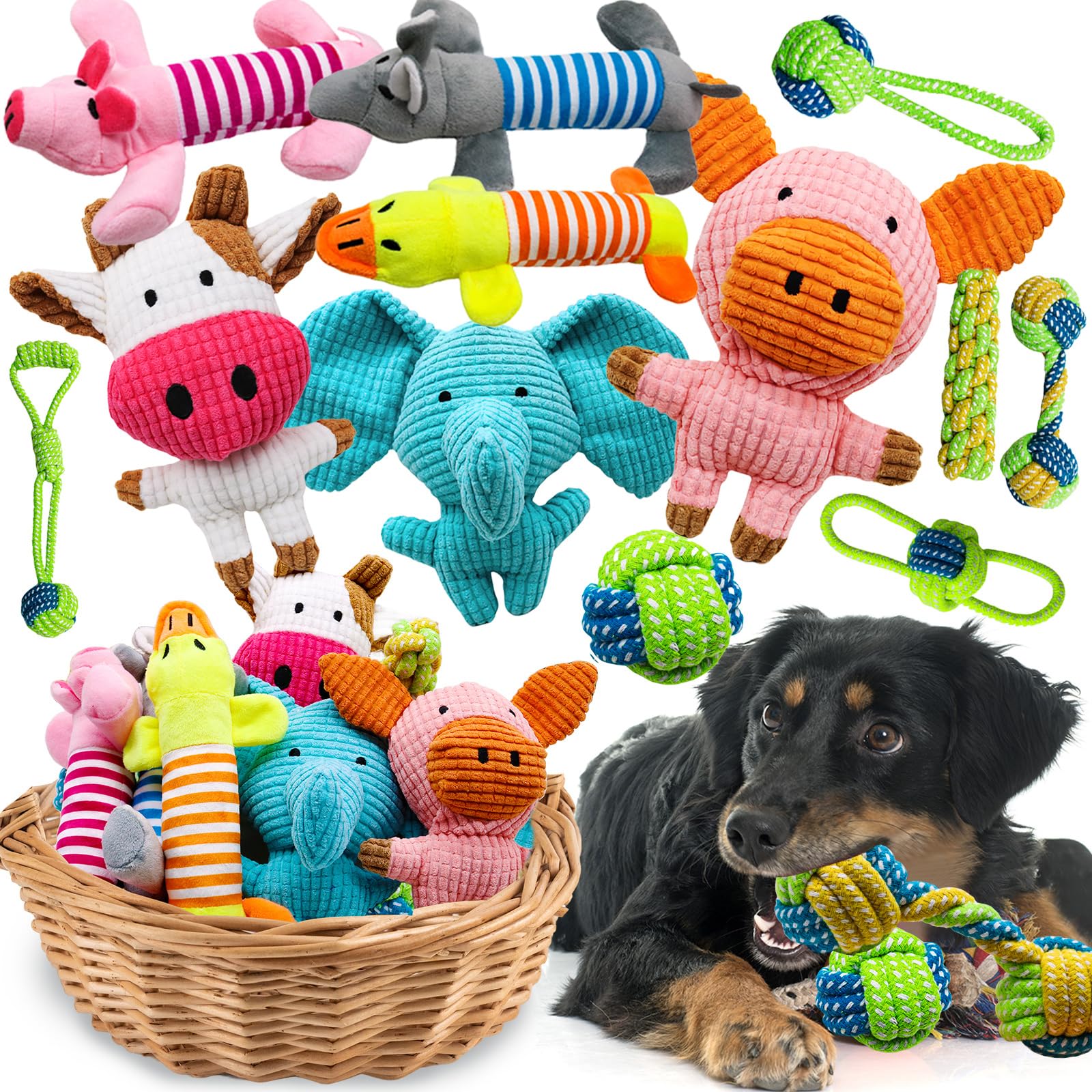 Jouets siffleurs Mruq pet en peluche pour chiots, stimulation ludique et mastication légère.