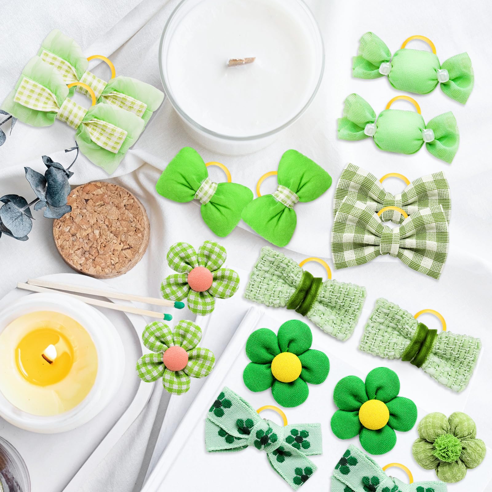 Accessoire cheveux vert Mruq pet, facile à mettre et retirer.
